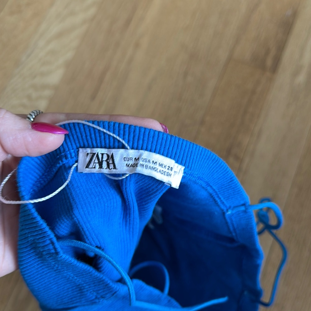Zara Blue Ribbed Crop Top - Picture 3 of 3